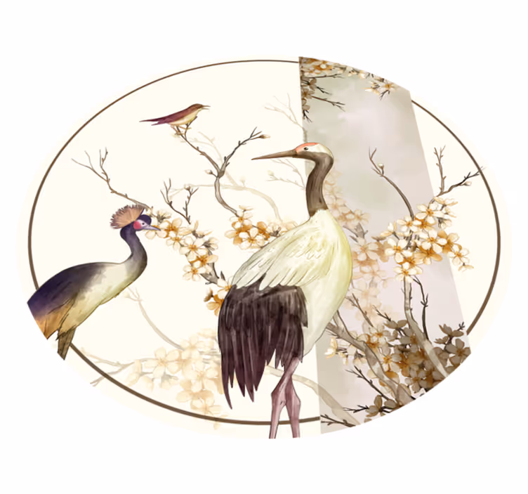 Dywan winylowy ze zwierzętami Gałązki i ptaki chinoiserie - TenStickers