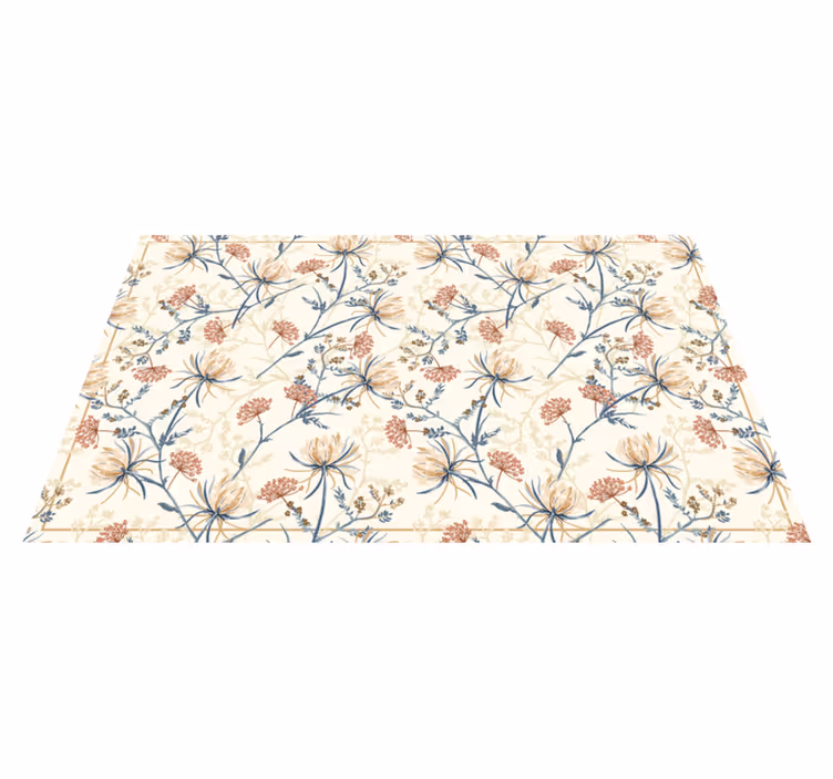 Dywan winylowy z motywem roślinnym Kwiaty w stylu chinoiserie - TenStickers
