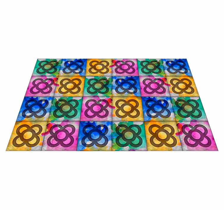 Dywan winylowy retro kolorowa płytka panot - TenStickers