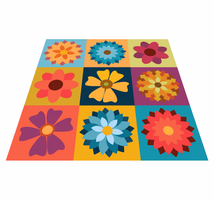 Dywan winylowy wielokolorowe kwiaty hippisowskie - TenStickers