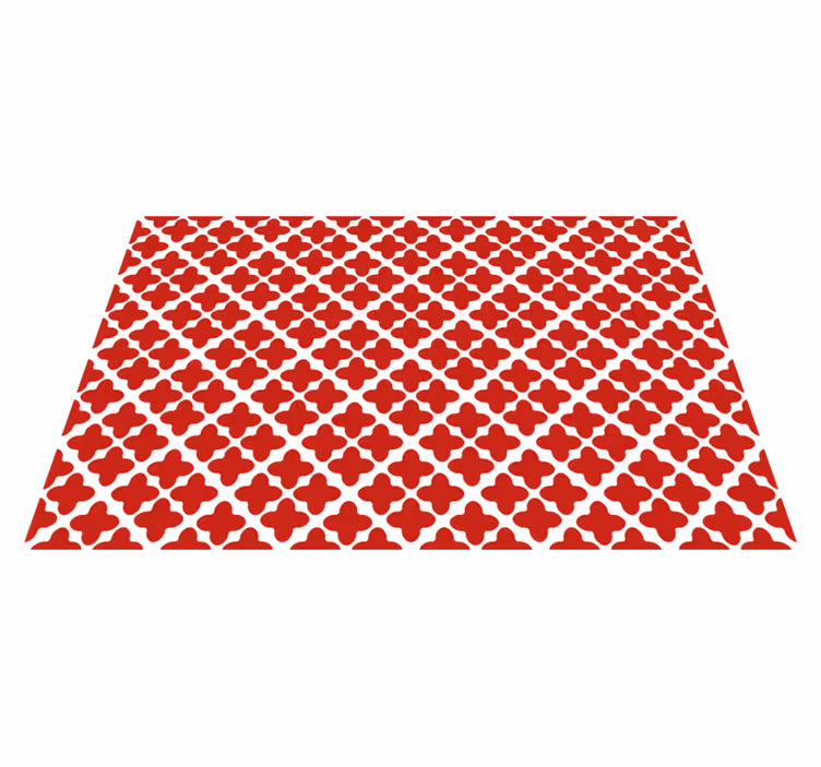 Czerwony dywan winylowy biały wzór geometryczny - TenStickers