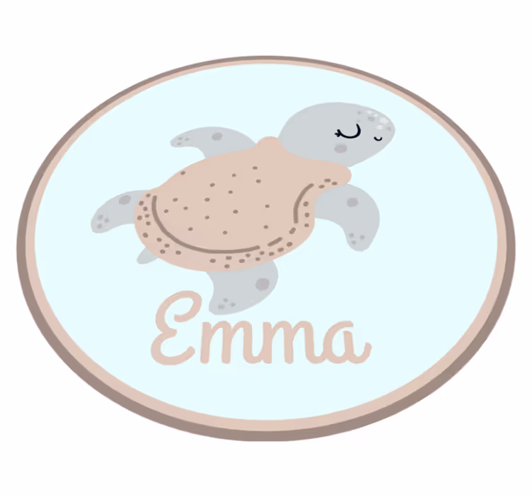 Dywan winylowy z imieniem konfigurowalny żółw - TenStickers