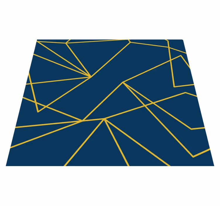 Niebieski dywan winylowy geometryczne złote linie - TenStickers