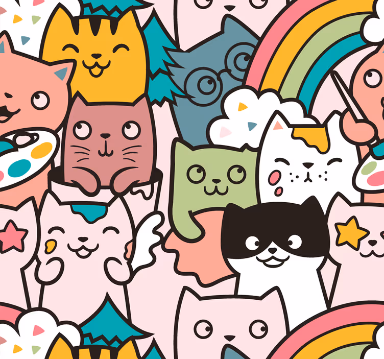 Tapeta dla dzieci zabawne kocie jednorożce - TenStickers