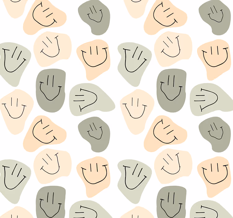 Tapeta sztuka abstrakcyjne wzory uśmiechniętych buziek - TenStickers