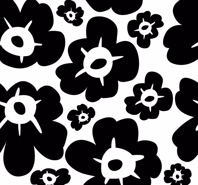 Tapeta kwiaty w czarne maki - TenStickers