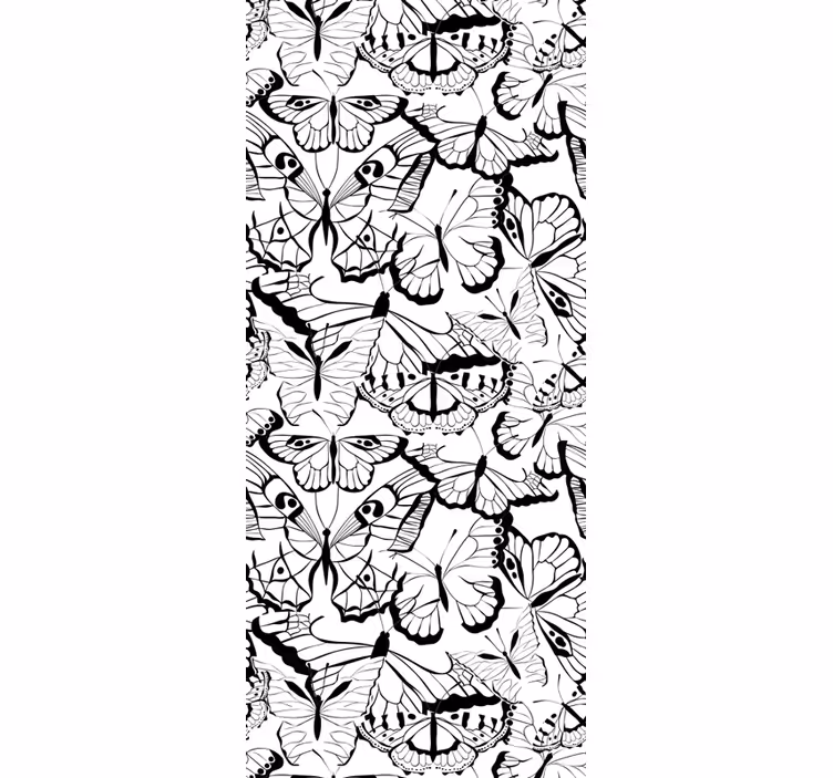 Tapeta motyle elegancki czarno-biały motyw - TenStickers