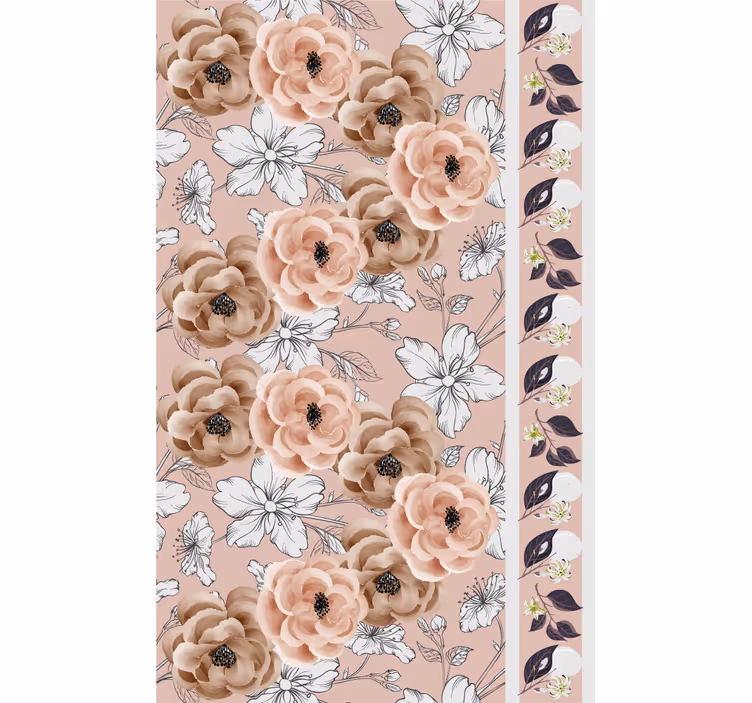 Tapeta kwiaty elegancka aranżacja w kolorze beżowym - TenStickers