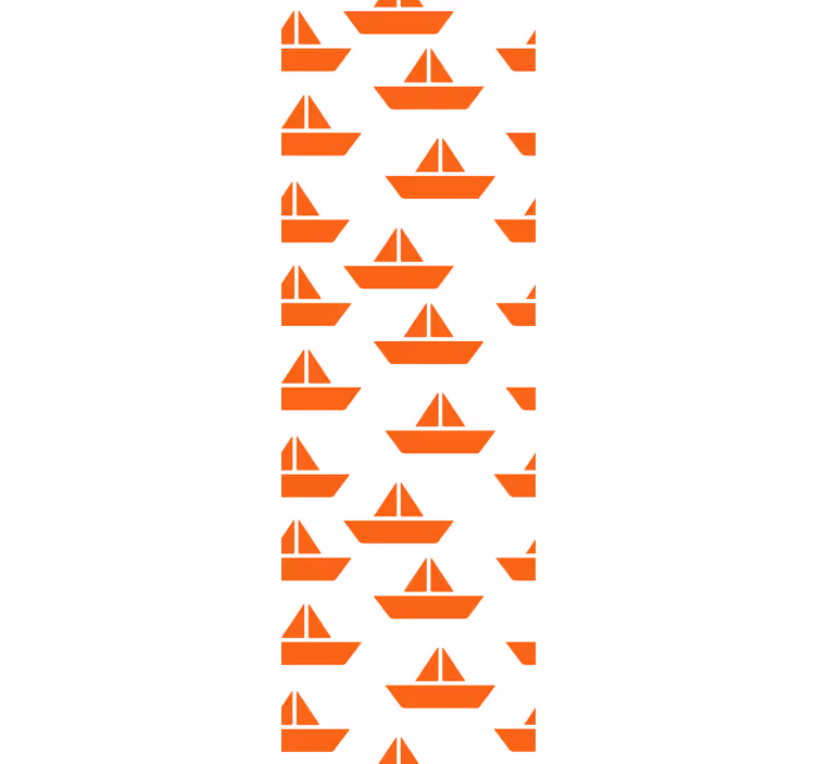 Tapeta dla dzieci pomarańczowy motyw żaglówki - TenStickers