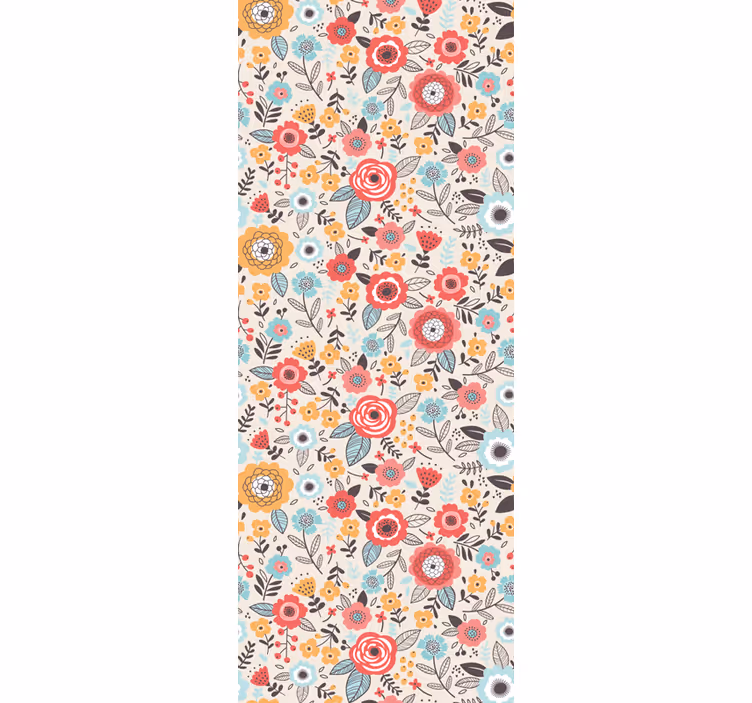 Tapeta kwiaty kolorowy kwiatowy wzór - TenStickers