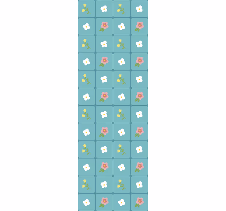 Tapeta kafelki kwitnące niebieskie motywy - TenStickers
