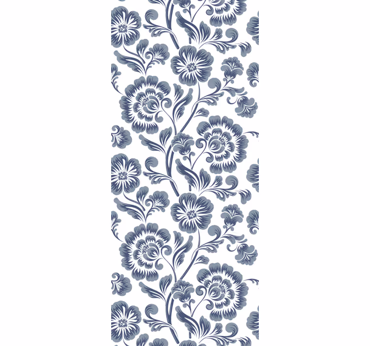 Tapeta kwiaty elegancki nadruk w kolorze granatowym - TenStickers
