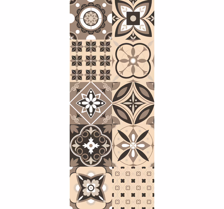 Tapeta kafelki geometryczna płytka kwiatowa - TenStickers