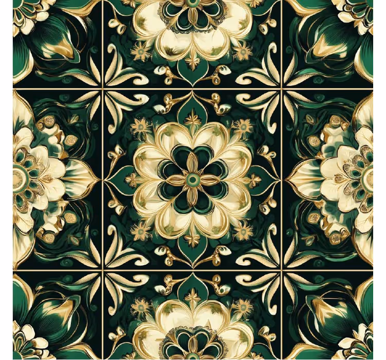 Tapeta do kuchni płytki mozaikowe botaniczne - TenStickers