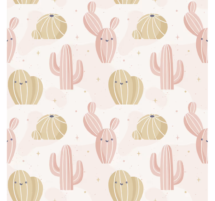 Tapeta natura w uroczy wzór kaktusów - TenStickers