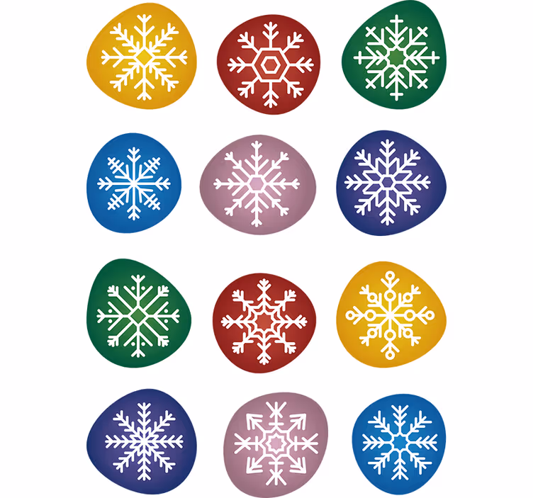 Tapeta świąteczna kolorowe płatki śniegu - TenStickers