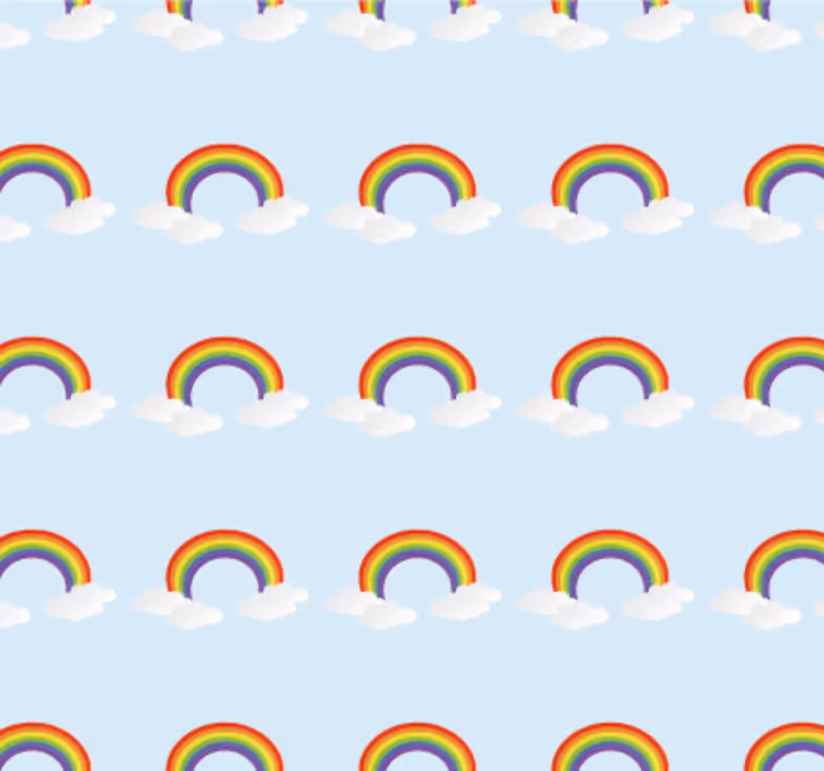 Tapeta do sypialni kolorowa tęcza i chmury - TenStickers