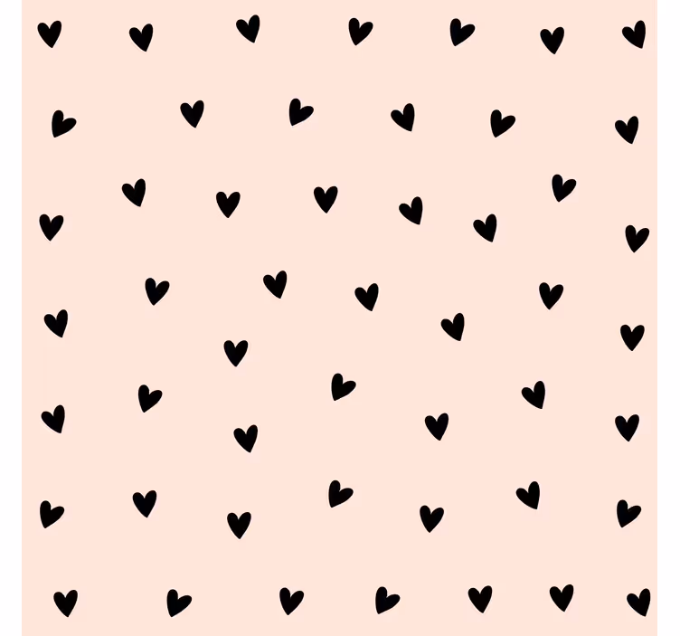 Tapeta do sypialni w czarny wzór serc - TenStickers