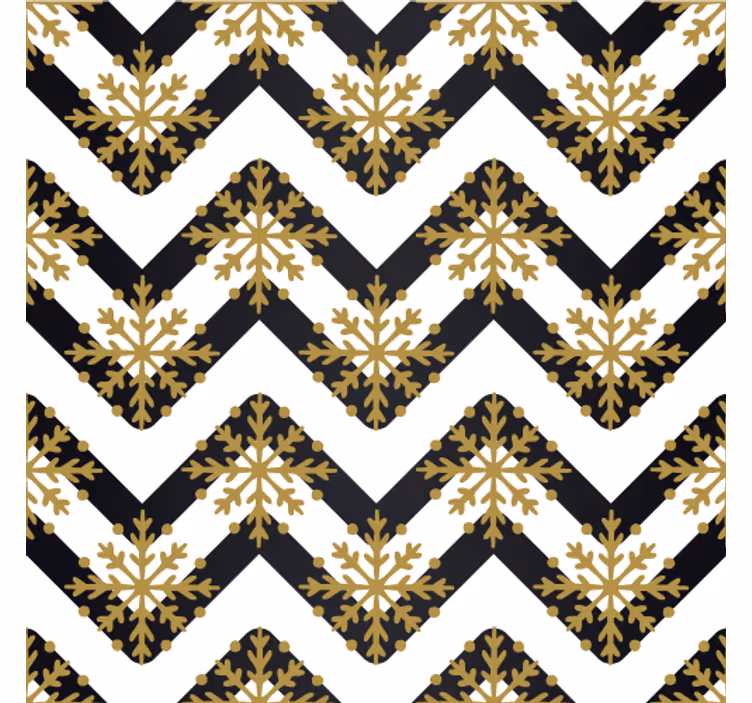 Tapeta ornament w wzór chevron z kwiatami - TenStickers