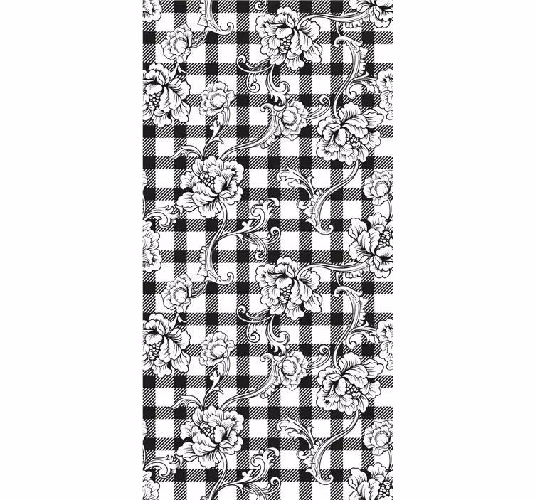 Tapeta ornament w kwiatową kratkę - TenStickers