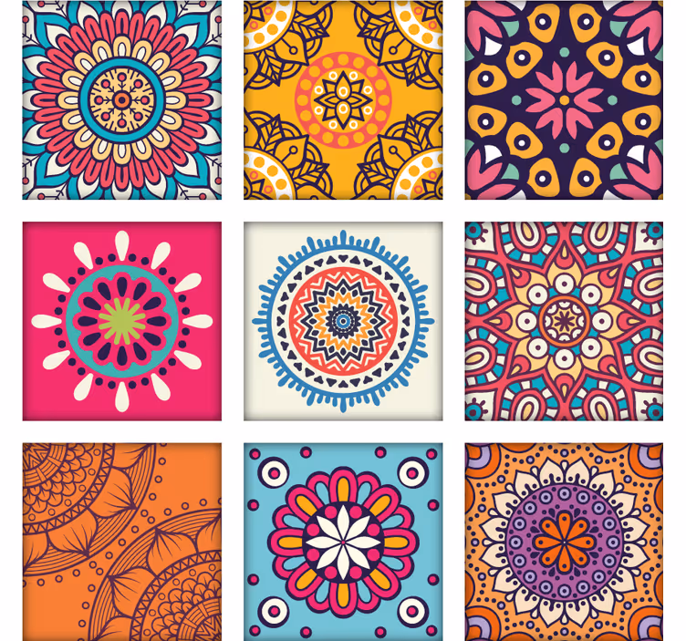 Tapeta ornament w kolorowe mozaiki - TenStickers