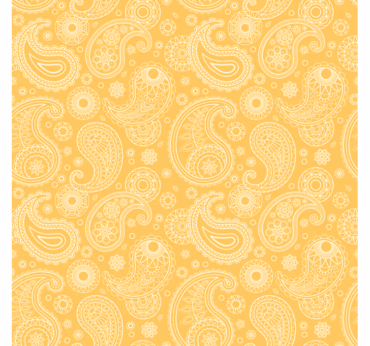 Tapeta do salonu w arabskie żółte paisley - TenStickers