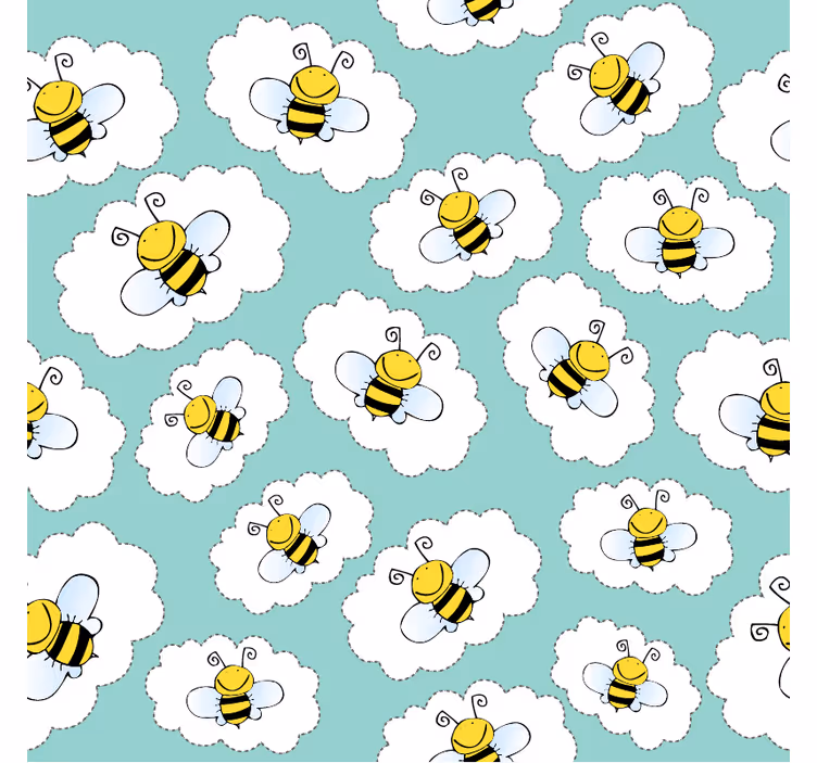 Tapeta dla dzieci chmurki i pszczółki - TenStickers