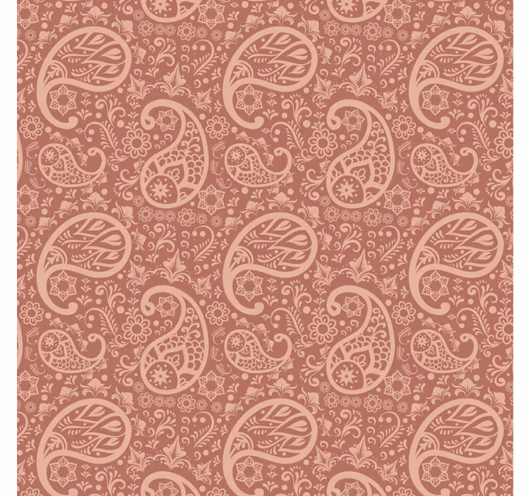 Tapeta kwiaty w ciepły wzór paisley - TenStickers