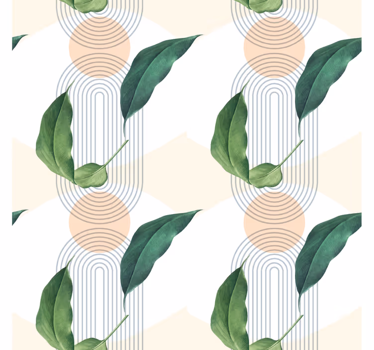Tapeta do sypialni w liściasty wzór geometryczny - TenStickers