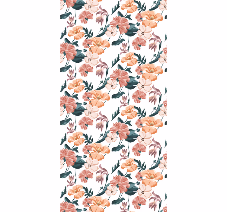 Tapeta do sypialni w piękny pastelowy wzór kwiatów - TenStickers