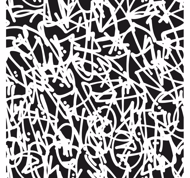 Tapeta do sypialni w czarno-białe graffiti - TenStickers