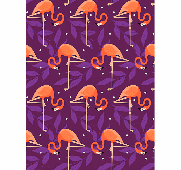 Tapeta ptaki różowe flamingi tropikalne - TenStickers