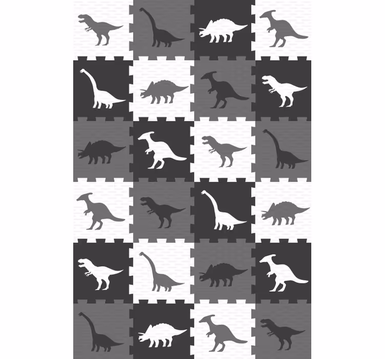 Tapeta zwierzęta szare puzzle zwierząt - TenStickers