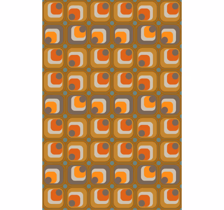 Tapeta do biura w retro kwadratowy wzór lat 70. - TenStickers