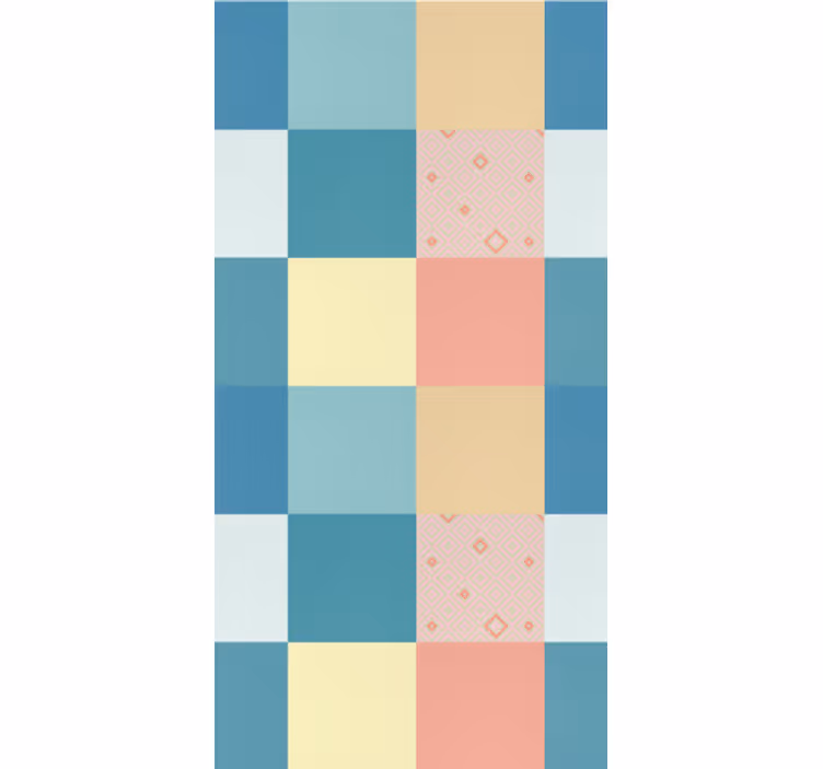 Tapeta do jadalni w geometryczną pastelową kratkę - TenStickers