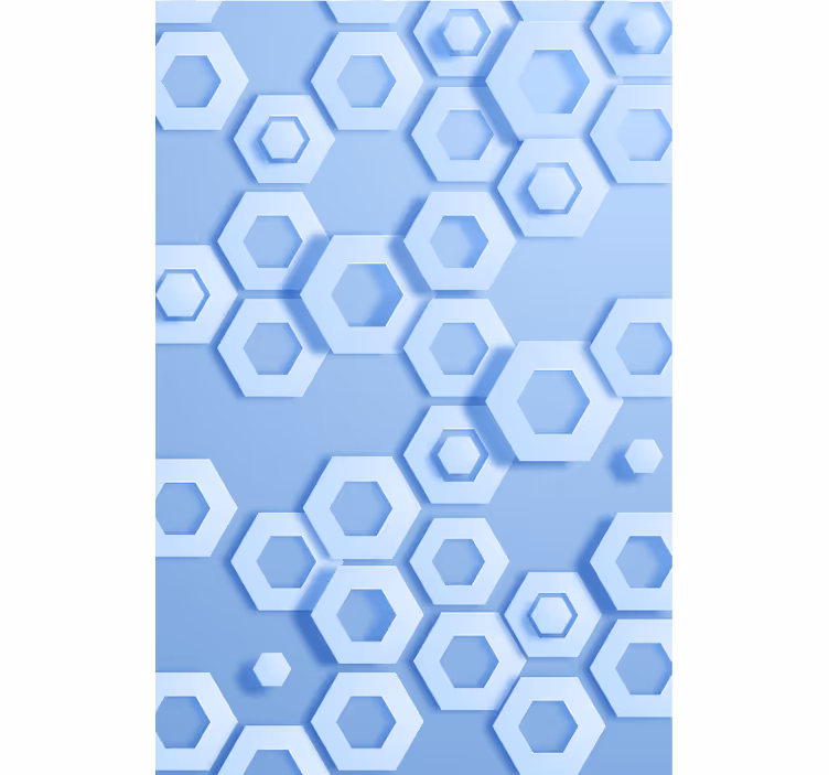 Tapeta geometryczna w niebieski heksagonalny wzór - TenStickers