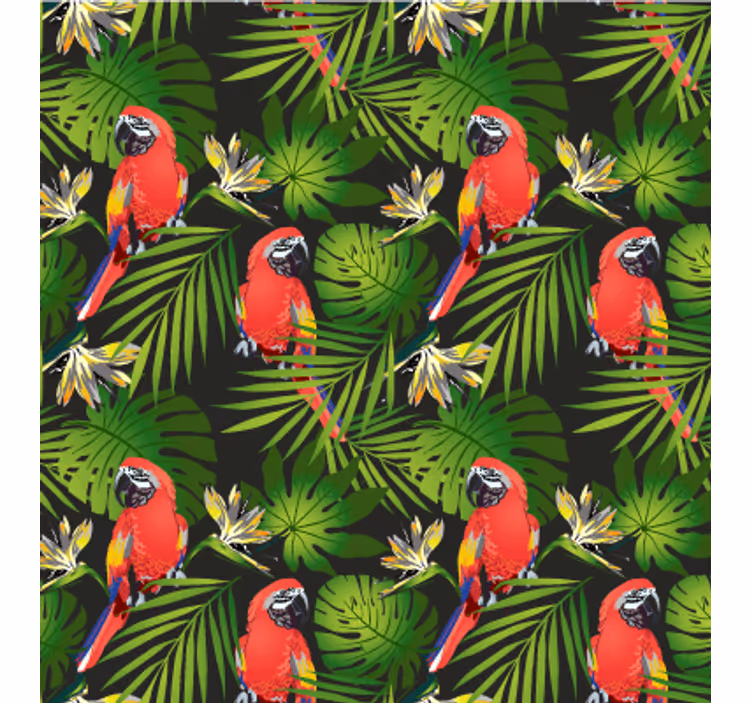 Tapeta natura papugi tropikalne w zieleni - TenStickers