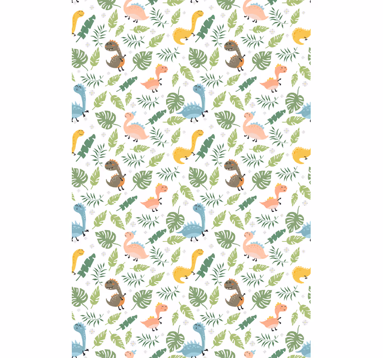 Tapeta dla dzieci w pastelowym lesie z dinozaurami - TenStickers