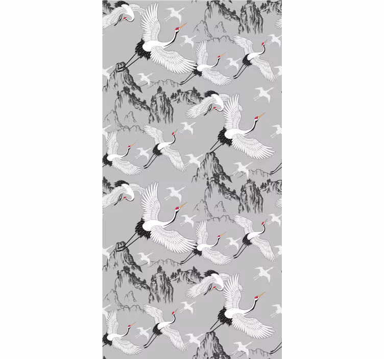Tapeta dla dzieci eleganckie żurawie i szczyty - TenStickers