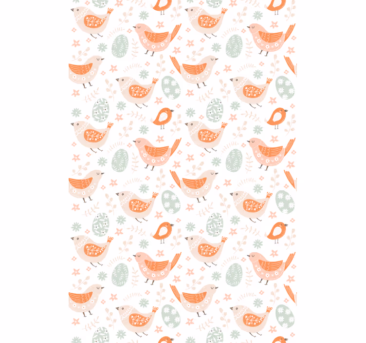 Tapeta dla dzieci w minimalistyczne nordyckie ptaszki - TenStickers