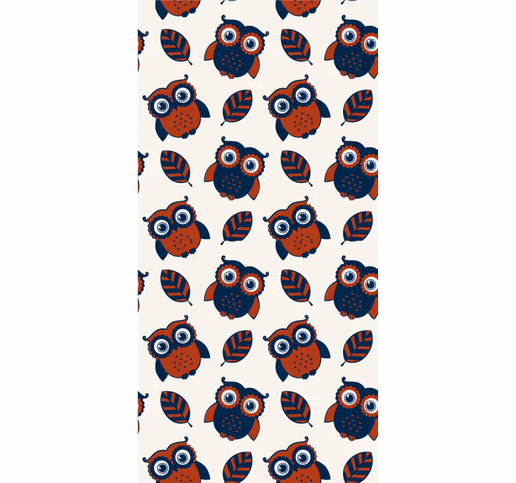 Tapeta dla dzieci w niebiesko-czerwone sowy - TenStickers