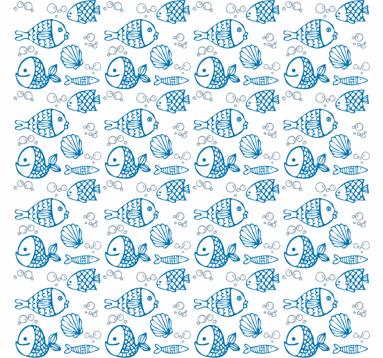 Tapeta dla dzieci niebieskie rybki na białym tle - TenStickers