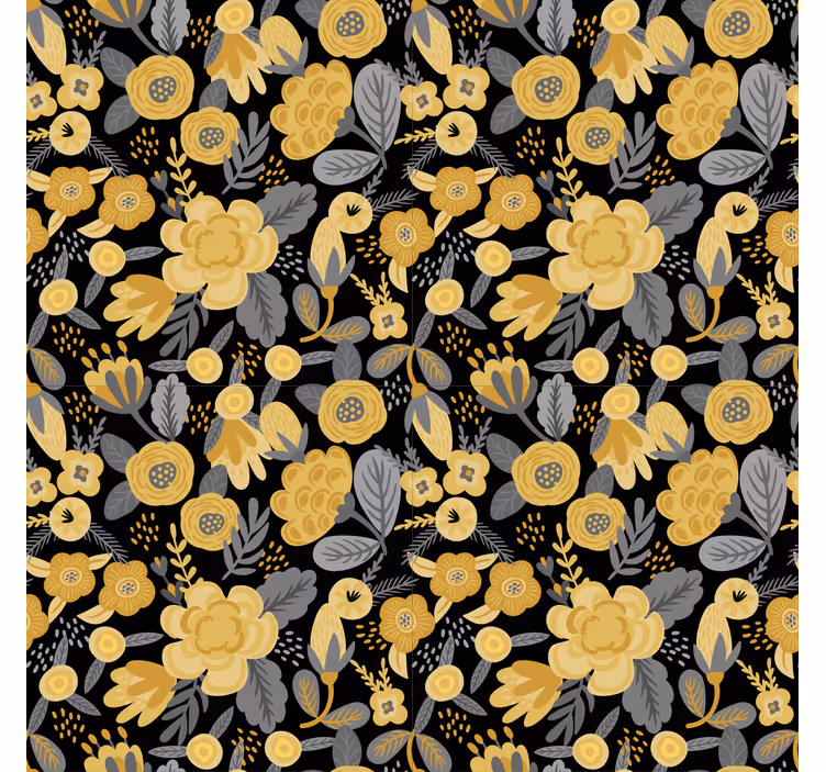 Tapeta do korytarza w żółty botaniczny wzór - TenStickers