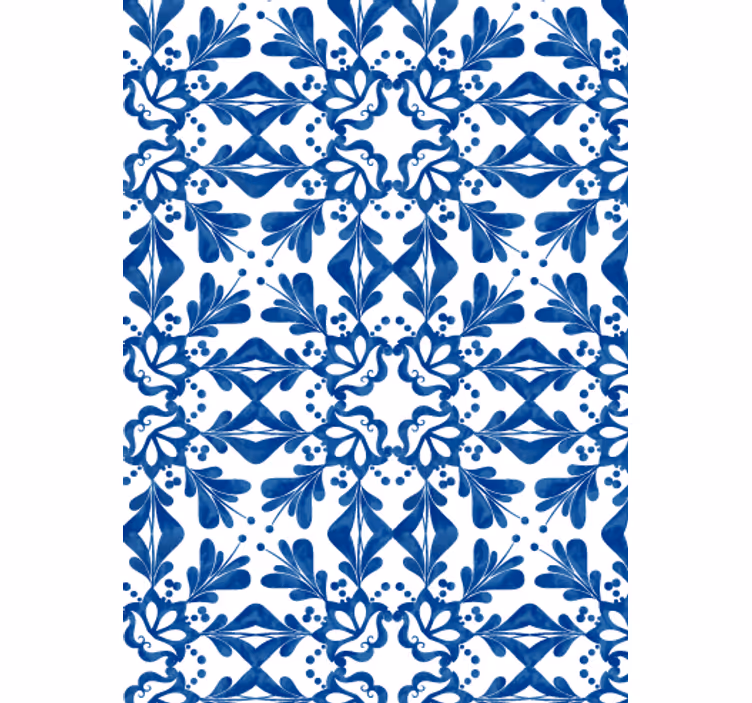 Tapeta do salonu w niebieski vintage wzór - TenStickers