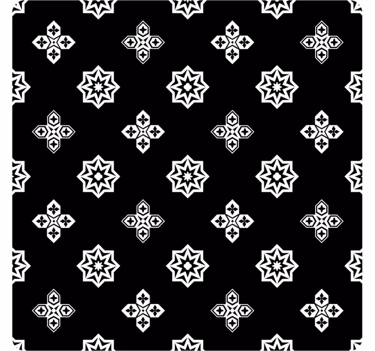Tapeta kafelki czarno-biała w stylu vintage - TenStickers