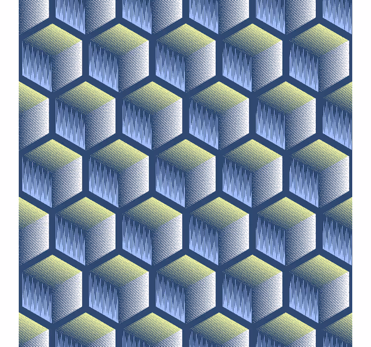 Tapeta geometryczna w wzór heksagonalnych sześcianów - TenStickers