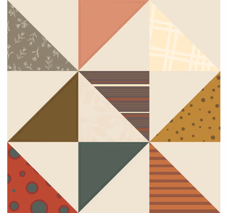 Tapeta vintage w geometryczny trójkątny patchwork - TenStickers