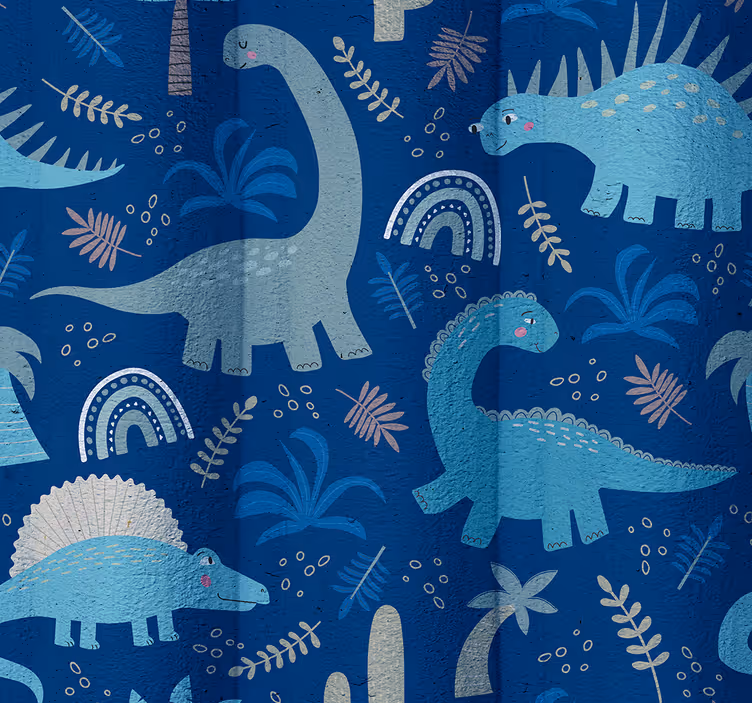 Tapeta dinozaury w odcieniach niebieskiego - TenStickers