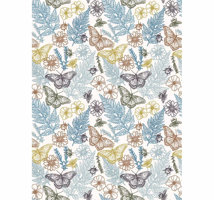 Tapeta do kuchni w stylu vintage kwiatowym - TenStickers
