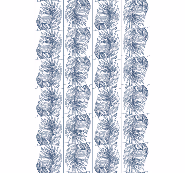 Tapeta nowoczesna w stylu hampton z niebieskimi piórami - TenStickers